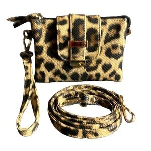 Charming Charlie Cheetah Print Convertible Crossbody Bag and Wristlet